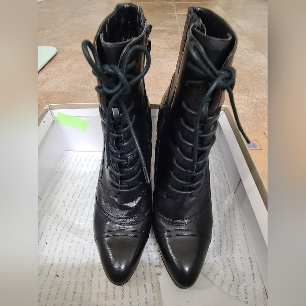 Marc Fisher Black Lace-Up Boots